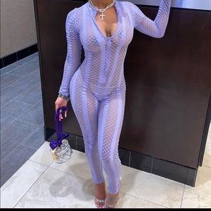 Purple see through jumpsuit